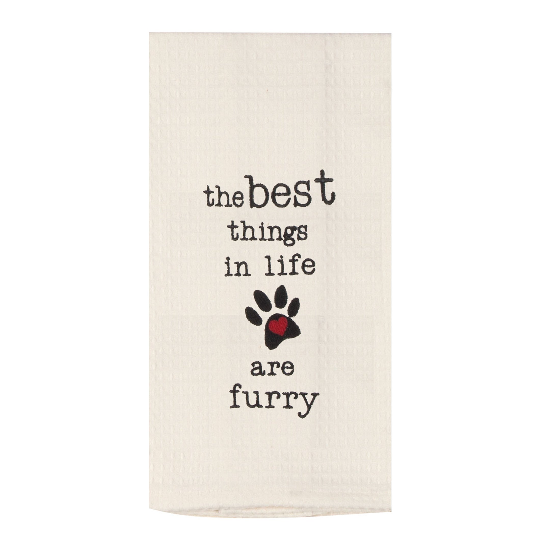 Furry Embroidered Waffle Towel - Kay Dee | Whimsy Tea and Gifts